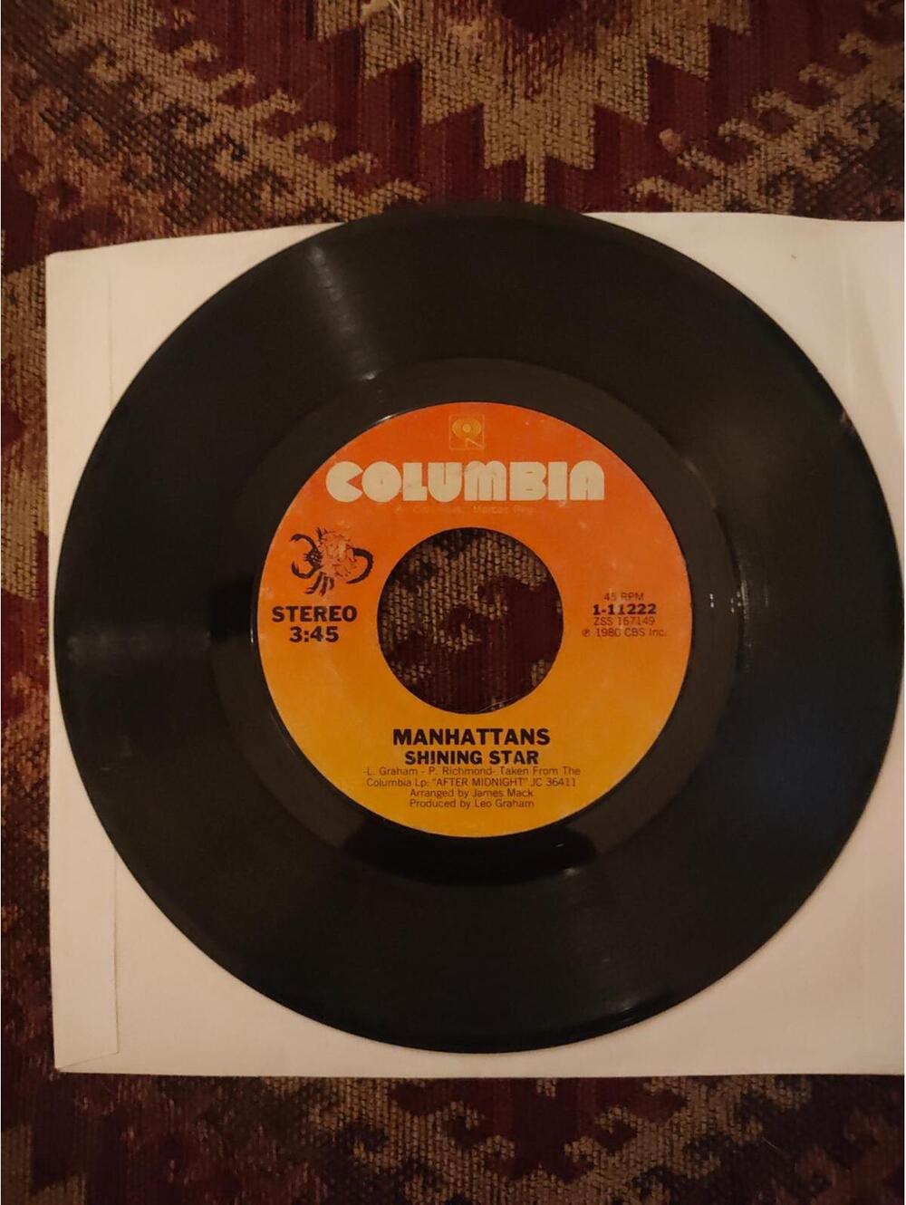 Manhattans - Shining Star - vintage vinyl 45 record - as shown not graded